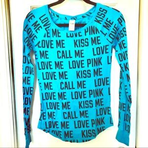 💙 LIKE NEW 💙 VS PINK Blue Thermal Shirt XS